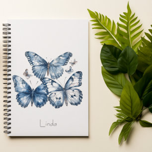 Vlinders in Delfts Blauw, aanpasbaar Notitieboek