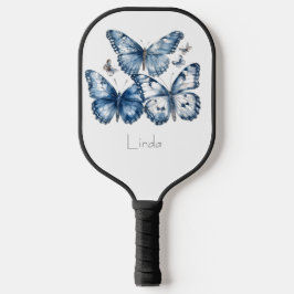 Vlinders in Delfts Blauw, aanpasbaar Pickleball Paddle