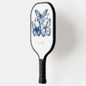 Vlinders in Delfts Blauw, aanpasbaar Pickleball Paddle (Links)