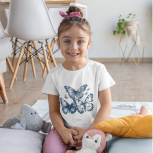 Vlinders in Delfts Blauw, aanpasbaar T-shirt