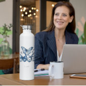 Vlinders in Delfts Blauw, aanpasbaar Waterfles