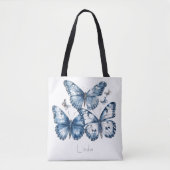 Vlinders in Delfts Blauw Tote Bag (Voorkant)