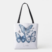 Vlinders in Delfts Blauw Tote Bag (Achterkant)
