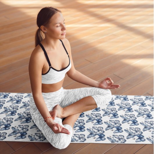 Vlinders in Delfts Blauw Yogamat