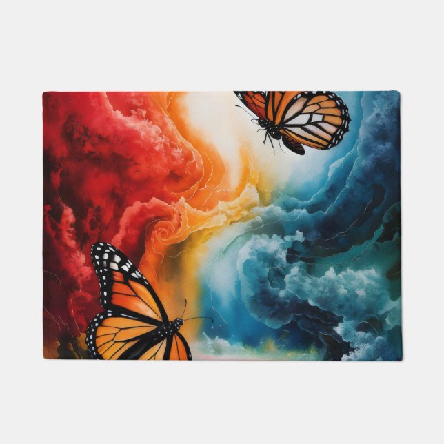 Vlinders in een kleurrijk storm. deurmat (Voorkant)