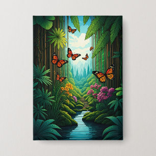 Vlinders in een weelderige jungle button