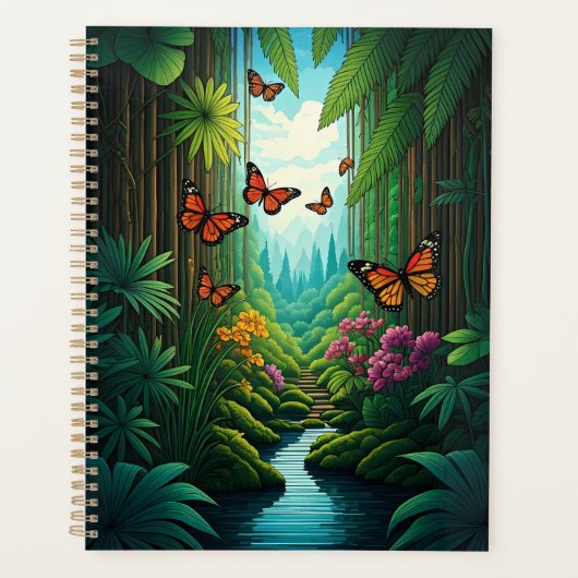 Vlinders in een weelderige jungle planner (Voorkant)