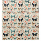 Vlinders in gedempte kleuren douchegordijn (Voorkant)