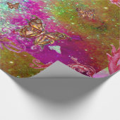 VLINDERS IN GOUD BLAUWGROEN BLAUW PAARSE SCHITTERI CADEAUPAPIER (Hoek)