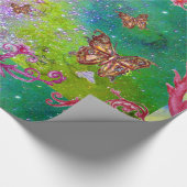 VLINDERS IN GOUDGELE PAARSE GROENE SCHITTERINGEN CADEAUPAPIER (Hoek)