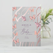 Vlinders in het Air Silver Baby shower Kaart (Staand voorkant)