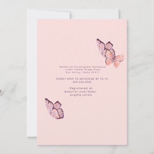 Vlinders in het Air Silver Baby shower Kaart (Achterkant)