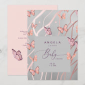 Vlinders in het Air Silver Baby shower Kaart (Voorkant / Achterkant)