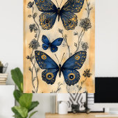Vlinders in Japanse stijl, Poster (Thuiskantoor)