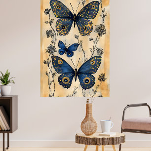 Vlinders in Japanse stijl, Poster