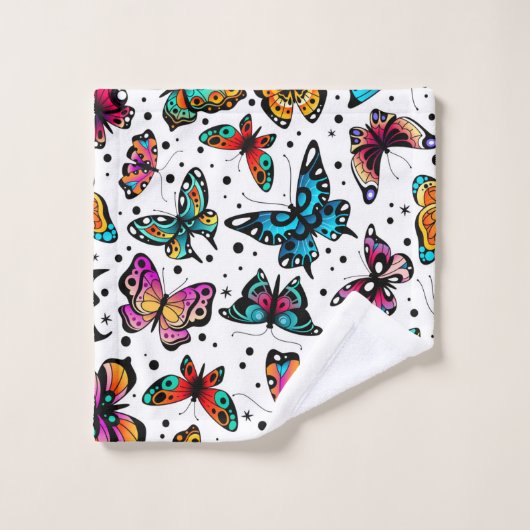 Vlinders in kleur bad handdoek (Wasdoekje)