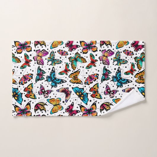 Vlinders in kleur bad handdoek (Handdoek)