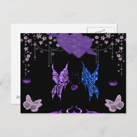 Vlinders in liefde briefkaart (Voorkant / Achterkant)