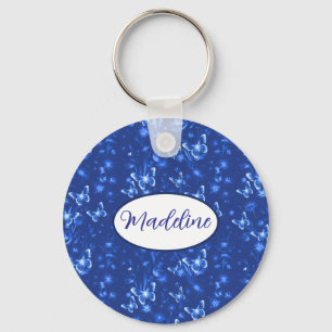 Vlinders in middernachtsblauw sleutelhanger