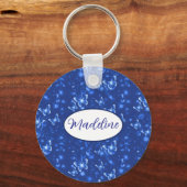 Vlinders in middernachtsblauw sleutelhanger (Voorkant)