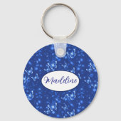 Vlinders in middernachtsblauw sleutelhanger (Achterkant)