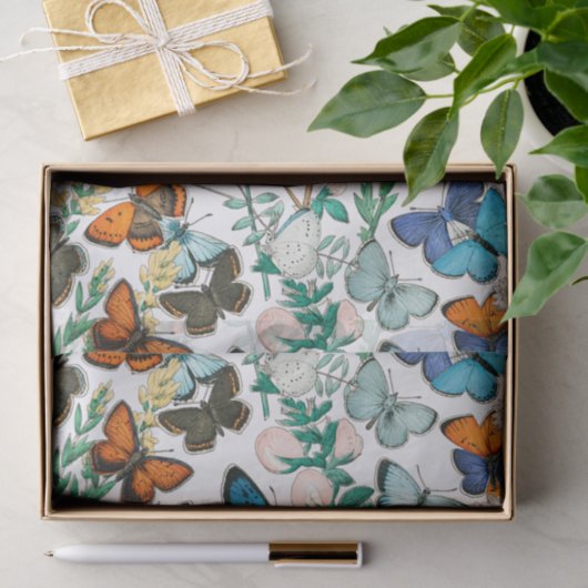VLINDERS IN NATUURLIJK VLOEIPAPIER TISSUEPAPIER (Geschenk)