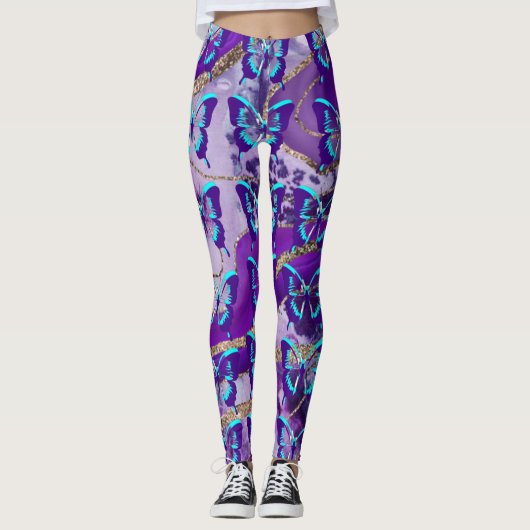 Vlinders in Paars Leggings (Voorkant)