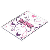 Vlinders in paarse en roze notitieboek (Linkerzijde)