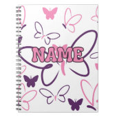 Vlinders in paarse en roze notitieboek (Voorkant)