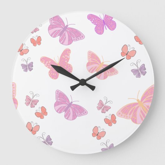Vlinders in pastel grote klok (Voorkant)