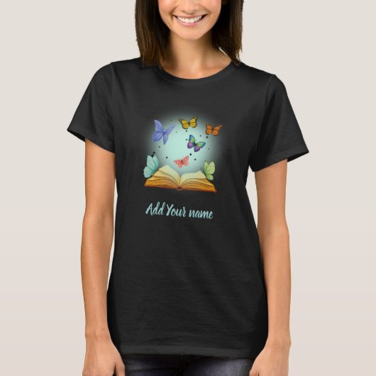 Vlinders in T-shirt met boek (Voorkant)