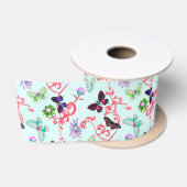 Vlinders in William Morris ontwerpstijl Satijnen Lint (Spoel)