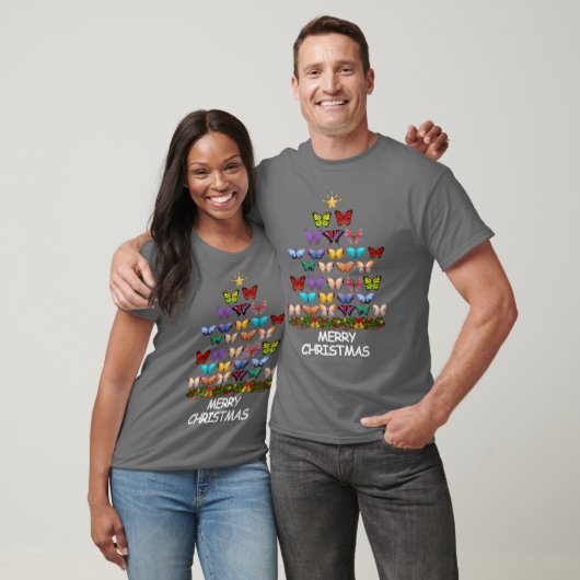Vlinders Kerstboom Vrolijk Kerstjongetje T-shirt (Unisex)