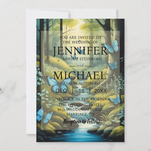 Vlinders klassieke bruiloft uitnodigingen (Voorkant)