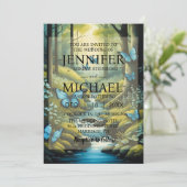 Vlinders klassieke bruiloft uitnodigingen (Staand voorkant)