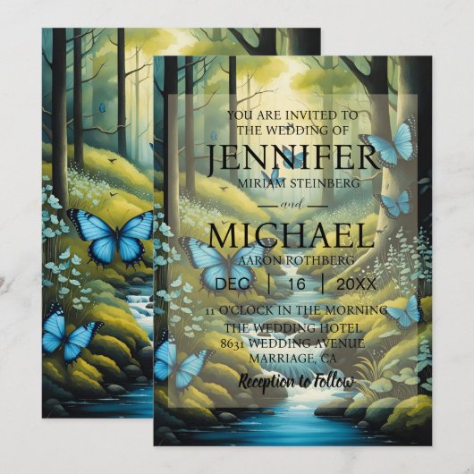 Vlinders klassieke bruiloft uitnodigingen (Voorkant / Achterkant)
