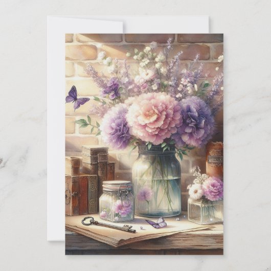 Vlinders klassieke bruiloft uitnodigingen (Achterkant)