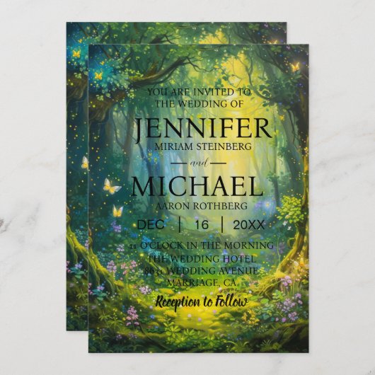 Vlinders klassieke bruiloft uitnodigingen (Voorkant / Achterkant)