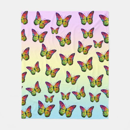 VLINDERS KLEURRIJK ABSTRACT FLEECE DEKEN (Voorkant)