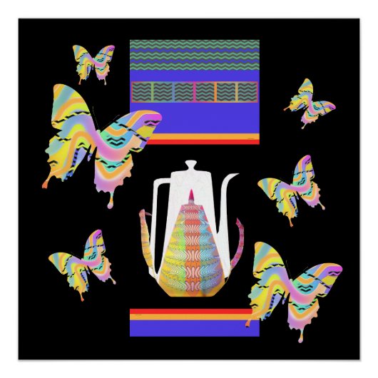 Vlinders Koffiepotten Perfect Poster (Voorkant)