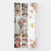 Vlinders Kroon 13 Foto 1e Verjaardag Milestone Spandoek (Verticaal)