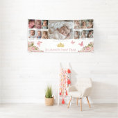 Vlinders Kroon 13 Foto 1e Verjaardag Milestone Spandoek (Insitu)