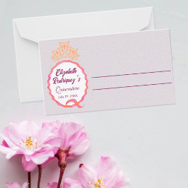 Vlinders Kroon Quinceanera Roze Perzik Squiggle Plaatskaartje