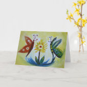 Vlinders Kunst Tekening Wenskaart Kaart (Gele Bloem)