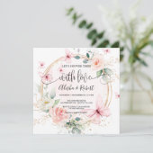 Vlinders laten we ze douchen met liefdeskoppels kaart (Staand voorkant)