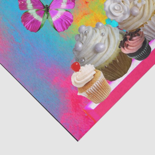 VLINDERS LEKKERE CUPCAKES, KLEURRIJKE VERJAARDAG TISSUEPAPIER (Detail)