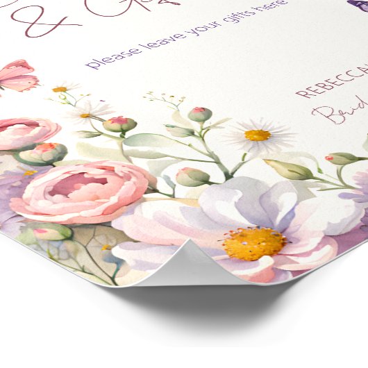 Vlinders lente zomer vrijgezellenfeest tafel teken poster (Hoek)