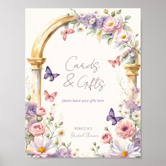 Vlinders lente zomer vrijgezellenfeest tafel teken poster (Voorkant)