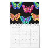 Vlinders Lepidoptera Vaporwave Levendige Kleuren Kalender (Feb 2027)
