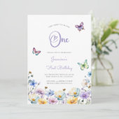 Vlinders Leuke foto 1e verjaardag Wildflower Kaart (Staand voorkant)